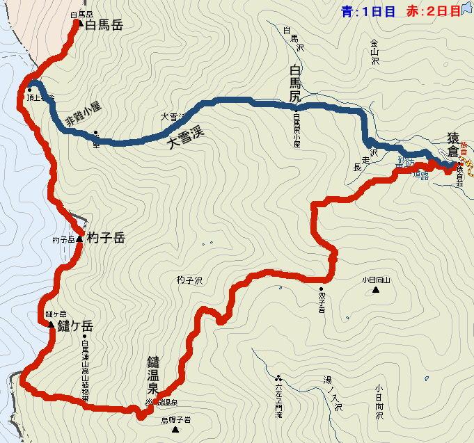 白馬岳ルート　クリックで拡大